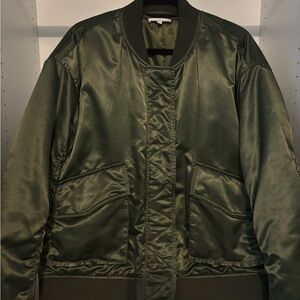 Bohme Deep Green Satin Bomber Jacket